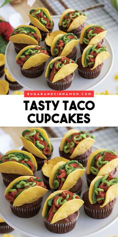 tasty taco cupcakes on a white plate