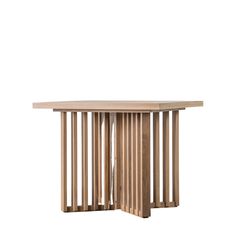 a wooden table with bars on the bottom and one section cut out to form a column