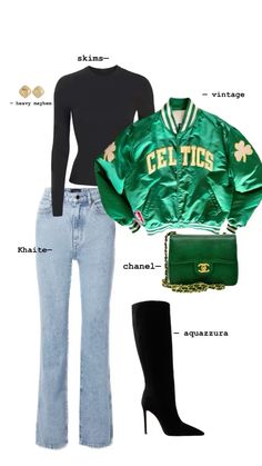 TikTok @ ArchivedArticles NBA game day outfit inspo Boston Celtics Outfit Woman, New York Knicks Outfit, Celtics Outfit Women, Celtics Game Outfit Women, Courtside Outfit Basketball Baddie, Winter Basketball Game Outfit