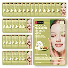 A rich essence-infused facial sheet mask that effectively soothes the skin. The sheet mask is made with all-natural ingredients that have been carefully chosen to reduce irritation and redness of the skin. Skin Care Face Masks, Face Masks Skincare, Women Skin Care, Masks Skincare, Face Mask Skin Care, Avocado Face Mask, Korean Face Mask, Skin Care Face, Skincare Facial