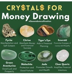 Crystals For Money, Energy Stones Crystal Healing, Crystals For Wealth, Crystals Healing Grids, Best Healing Crystals, Money Drawing, Crystal Healing Chart, The Crystals, Veja Shoes