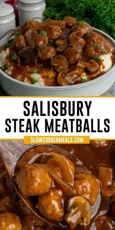 this is an image of salisbury steak meatballs