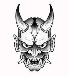 Simple Hannya Mask Tattoo, Japanese Devil Tattoo, Traditional Oni Mask Tattoo Design, Hania Mask, Hannya Mask Art, Monster Tattoo Designs, Oni Tattoo Design, Monster Tattoo Ideas, Oni Mask Tattoo Design Ideas