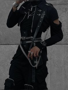 Tomboy Style Outfits Men, Fancy Alternative Outfits Men, Male Modern Outfits, Emo Techwear Outfits, Goth Guy Fashion, Rich Clothes Aesthetic Men, Modern Steampunk Fashion Men, Villain Aesthetic Outfits Women, Goth Grunge Outfits Men