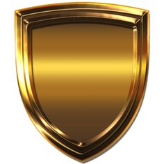 a shiny gold shield on a white background