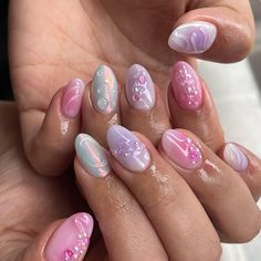 💗 Ib: @clawsbyizui Short Asian Nail Art, Builder Gel Nails Design Short Natural, Sherbert Nails, Summer Inspo Nails, Purple And Pink Nails, Manicure Inspiration, Nails Aesthetic, Summery Nails, Girly Acrylic Nails