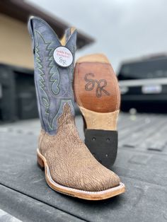 Color: TAN AMAZON/AGED BLUE, Size: 9, Width: D Blue Western Style Boots For Ranch, Bean Boots Men, Western Boots For Men Boot Barn, Brown And Turquoise Cowboy Boots, Anderson Bean Boots, Brown Western Knee-high Boots With Snip Toe, Western Store, Bean Boots, Best Brands