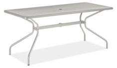 an aluminum table with a white plastic top and metal legs, on a white background