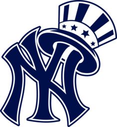 the new york yankees logo with stars and stripes on it's head, as well as an american flag