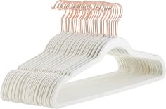 a white plastic hanger with pink clips