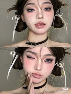 Korean Pink Makeup, Douyin Aesthetic, Pink Makeup Looks, Y2k Makeup Looks, Mekap Mata, Y2k Makeup, Pink Pilates Princess, Anime Makeup, Doll Eye Makeup