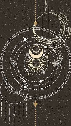 an artistic drawing with circles and stars