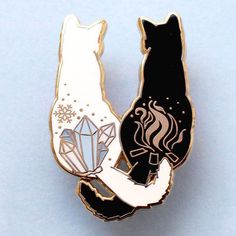 Couple Cat, Black And White Couples, Animal Brooch, White Cats