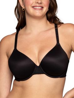 PRICES MAY VARY. Lightweight memory foam padding with figure flattering neckline, softly molds to your body for a natural round shape​ No poke underwire provides comfortable support​ Decorative straps with j-hook convertibility to wear traditional or racerback​ Find your matching panty with the Vanity Fair Effortless collection! 4-row hook & eye so your favorite bra always fits -- 2 hooks tall with 4 adjustment settings across for sizes 36B & 34C; 3 hooks tall with 4 adjustment settings across f Foam Cups, Everyday Bra, T Shirt Bra, Bra Styles, Hook Eye, Underwire Bra, Bra Lingerie, Vanity Fair, Round Shape