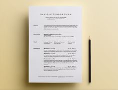 a white paper with the words david attenborough on it next to a pencil