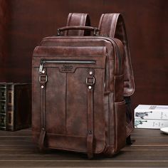 Shop at Crocodile Wear | ExoticLux High Capacity Travel Backpack Bags Leather Backpack For Men, Laptop Travel, Backpack For Teens, Leather Man, Leather Laptop Bag, Mens Leather Bag, Laptop Bags, Computer Bags, Men's Backpack