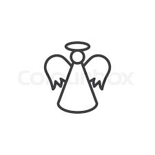 an angel with wings and halos linear line icon on white background stock photo, clipping