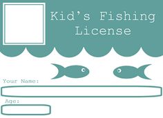 a kid's fishing license is shown in blue and white, with two fish on it