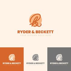 the logo for ryder & beckett is shown here in orange and gray colors, which are