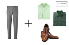 7 Shirt Colors To Wear With Grey Pants And Brown Shoes • Ready Sleek Black Pants Brown Shoes, Nice Outfits For Men, Grey Pants Men, Stylish Mens Suits, Grey Pants, Mens Suits, Mens Pants