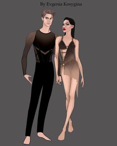 two people standing next to each other wearing leotards and bodysuits,