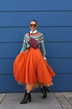 Colorful Chic Outfit, Colorful Winter Fashion, Colorful Ootd, Skirt And Sweater, Blair Eadie, Atlantic Pacific, Fashion Sites, Eclectic Fashion