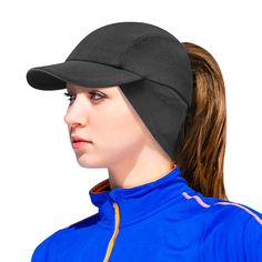 PRICES MAY VARY. INNOVATIVE & VERSATILE -This winter hat features a drop down fleece design for protecting your ears and neck from the cold and wind. As your body warms up, simply flip it up to help regulate body temperature. It is the best choice for winter exercise or running. PONYTAIL COMPATIBLE - The subtle ponytail opening accommodates most ponytails or braids, does work best for high ponytails. If you don't tie a ponytail, you can snap the button inside for better warmth. and it features r Running Gear For Women, Winter Running Gear, Hat With Ponytail, Cold Weather Running, Reflective Accessories, Hat With Ear Flaps, Beanie With Ears, Ponytail Beanie, Running Cap