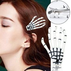 Hair Accessories Claw Hairpin Hand Bone Ghost Skeleton Halloween Hair Clips Description: 100% Brand new and high quality Color:11 Colors (As the pictures show) Material: Plastic Metal: Alloy+ Plastic Size: one size.  Color: White.  Gender: female.  Age Group: adult. Skeleton Hair, Harajuku Hair, Gothic Hair Accessories, Bone Hand, Outdoor Halloween Decorations, Ghost Skeleton, Halloween Hair Clips, Wholesale Hair Accessories, Gothic Hairstyles