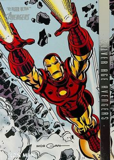 the cover to iron man comic book, with an image of a man in red and yellow