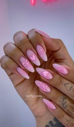 Doing business with class in a relaxing settingand we're not talking about golfingbut the girl version of golf. Uñas Coquette, Valentine Nails Pink, Cute Pink Nails, Hello Nails, Almond Nails Designs, Nail Design Ideas, Almond Acrylic Nails, Festival Nails, Manicure Y Pedicure