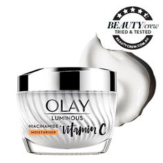 Olay Luminous Niacinamide + Vitamin C Cream is a cream that helps with up to -46% dark spot appearance over time* for 2x brighter skin** bioavailable ingredients^. Activated niacinamide penetrates 10 layers deepˇ to reveal skin's even glow. Stable and potent vitamin C helps reduce the appearance of spots and discoloration suitable fo dark spots and uneven skin tone. Lightweight, fast-absorbing, non-greasy texture. Expected results: 1st use: Brightens and hydrates skin, 4 weeks: Visibly more even skin tone, 8 weeks: Reduction in stubborn dark spots appearance. Proven results^ 92% felt skin is hydrated after use 92% noticed a healthy glow after use formulated withoutˇˇ Parabens, Phthalates, Petrolatum, Mineral Oils *Clinical Study, 120 subjects, 8 weeks usage **vs a basic regular moisturiser Vitamin C Cream, Best Vitamin C, Face Cream Best, Face Creams, Brighter Skin, Combo Skin, Best Face, Best Moisturizer, Bright Skin