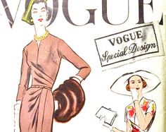 an old fashion magazine cover with a woman in a dress and hat on the front