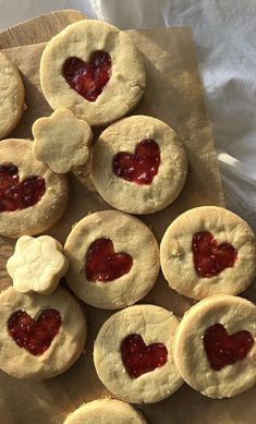 heart shaped biscuits with jam in the middle