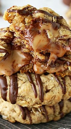 chocolate covered cookies stacked on top of each other