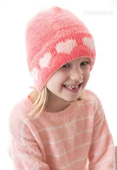 Double Brim Heart Hat Knitting Pattern - Little Red Window Hat Knitting Pattern, Free Printable Stickers, Valentines Day Baby, Hat Knitting, Crafts Workshop, Pattern Library, Knit In The Round, Hat Knitting Patterns