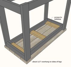 the bottom half of a wooden shelf with measurements on it and instructions to build one