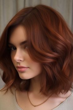 Amazing shoulder for women | Trendy hairstyle ideas | Easy hairstyle ideas Red Hair Shoulder Length Straight, Copper Hair Long Bob, Shoulder Length Copper Hair With Bangs, Auburn Bob Hair, Auburn Hair Shoulder Length, Shoulder Length Hair Color Ideas, Red Hair Shoulder Length, Red Hair Long Bob