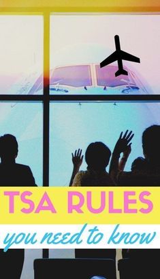 people are looking out the window at an airplane that is flying in the sky with text overlay reading tsa rules you need to know