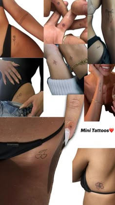 multiple pictures of women with tattoos on their butts and thighs, one showing the bottom part of her stomach