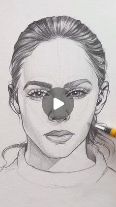 a pencil drawing of a woman's face with a nose and nose ring on it