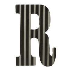 the letter r is made up of black and white striped paper with stripes on it