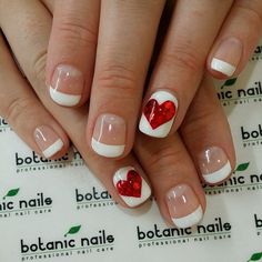 valentine by botanicnails #nail #nails #nailart French Nails Design, Valentines Nail Art Designs, Botanic Nails, French Pedicure, Valentine Nail Art, Valentine Nails, Nail Designs Valentines, Easy Nails, Nailed It