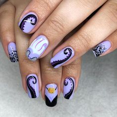 Disney Ursula Nail Art, Ursula Nail Designs, Ursula Inspired Nails, Ursula Nail Art, Disney Villains Nails, Ursula Nails, Disney Villain Nails