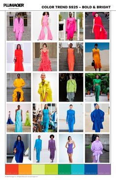 Color Trend Forecast - Spring / Summer 2025 – Plumager, Inc. Summer Colours 2024, Summer Colour Palette Fashion, Summer 2025 Color Trends, Summer 2024 Color Trends Fashion, Spring 25 Fashion Trends