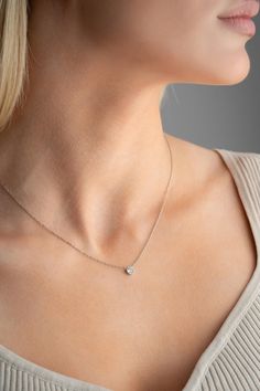 NRZ | 925K Sterling Silver Rhodium Plated Minimal 5mm Solitaire Necklace Necklaces Sterling Silver, Beaded Hat, Solitaire Necklace, Solitaire Necklaces, Religious Jewelry, Stone Cuts, Wholesale Jewelry, Pure Silver, Rhodium Plated