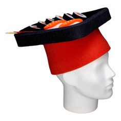 This Sushi Box Hat will definitely make you stand out at your next Party, Hora Loca, Wedding, Corporate Event, Birthday, Quinceanera, or Halloween Party! It can be used as a wedding hats, top hats, photo booth props, or a party favor. Halloween Costume Hat Accessories, Fun Party Costume Cap, Halloween Costume Hat, Novelty Mini Cap Hats For Party, Novelty Costume Accessories As A Gift, Novelty Costume Accessories As Gift, Themed Party Mini Cap Hat, Novelty Adjustable Costume Accessories As Gift, Themed Party Mini Cap