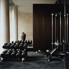 there are many exercise equipment in the room that is very clean and ready for us to use