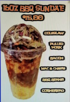 the menu for an ice cream sundae is shown