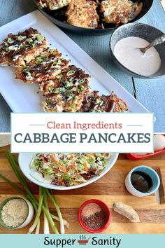 the ingredients to make cabbage pancakes are shown here