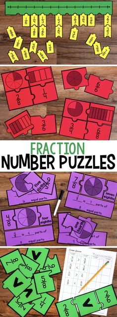 this is an image of fraction number puzzles